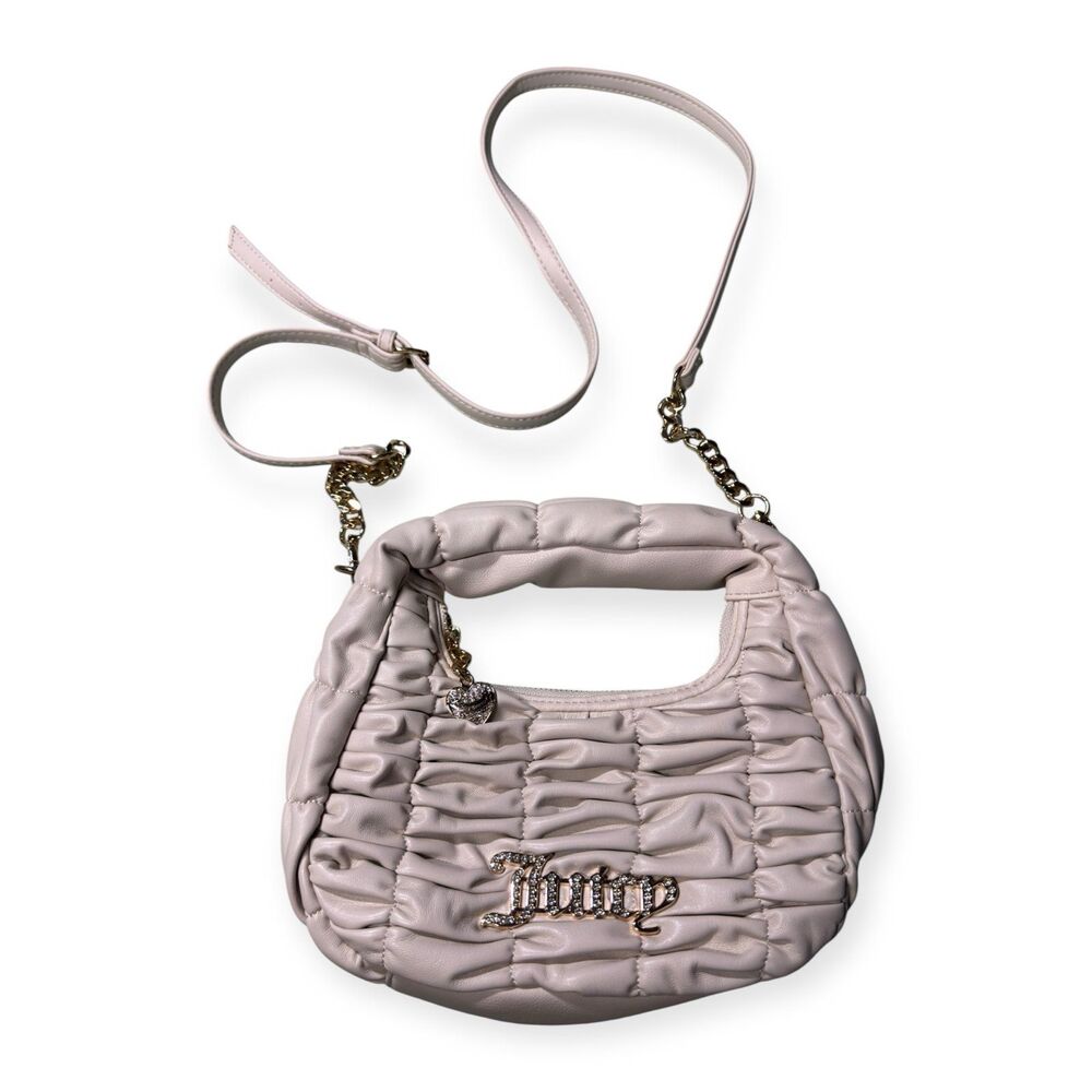 Juicy Couture Quilted Cream‎ Handbag VTG Y2K Crossbody Bag Faux Leather